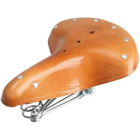 Brown Leather Bike Seat, 3 Spring Bike Seat Steel Sturdy Willow Nail Fixed Bicycle Saddle Suitable for Mountain Road Bicycle Long Distance Cycling$$Sport & Recreation Other