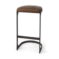 thumbnail image 1 of Brown Leather C Shape Metal Bar Stool, 1 of 5