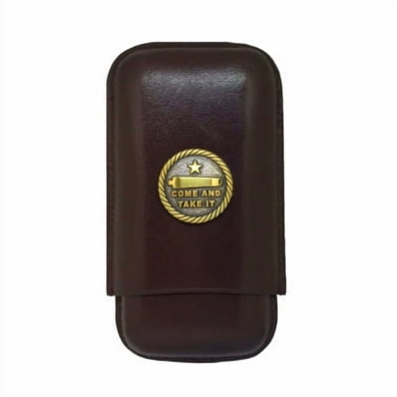 Brown Leather Custom Cigar Case for 3 Cigar Holders (Come and Take It)