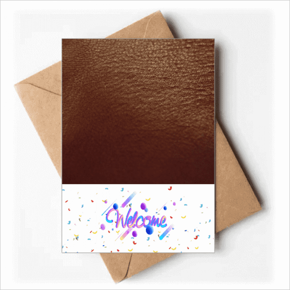 Brown Leather Design Welcome Back Greeting Cards Envelopes Blank