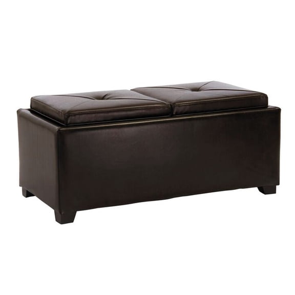 Brown Leather Double Tray Storage Organizer with Handles, for Office Desk, Dresser Top, Entryway Console Table