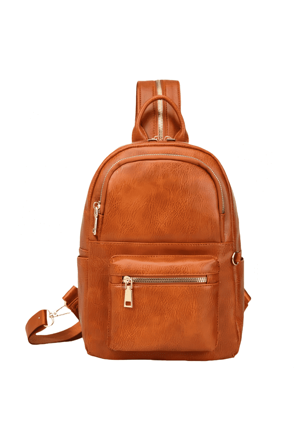 Unisex Classic Vintage Brown Faux Leather Waterproof Backpack - Lightweight & Durable, Large Capacity Multi-Compartment, for Students & Office Commuters
