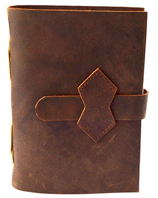 Brown Leather Journal w/ strap 4 1/2" x 6 1/2" - 240 pages - Unlined