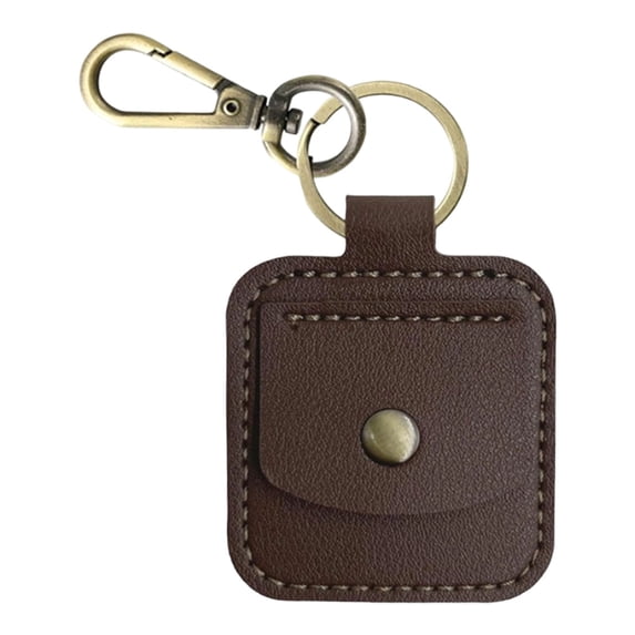 Brown Leather Keychain Holder, TINGXIN Pu Leather Keychain, Transparent Display, Chip Holder for Keychain Coin Holder, Sobriety Chip Display, Recovery Accessory, Edc Organizer