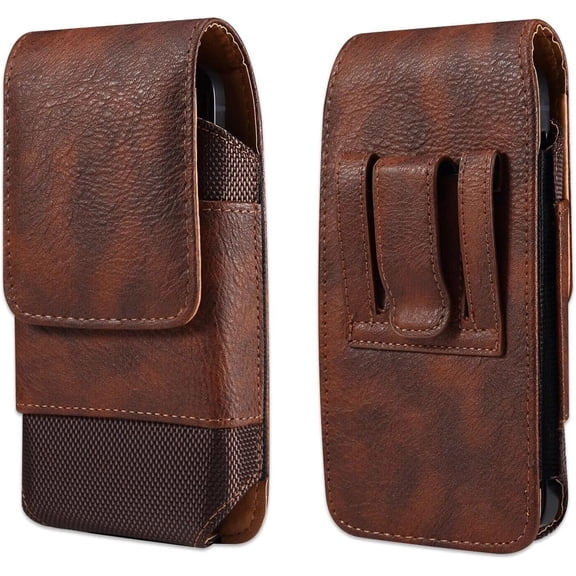 Brown Leather Magnetic Cell Phone Case is Compatible with Cricket Magic, Outlast, Icon 5