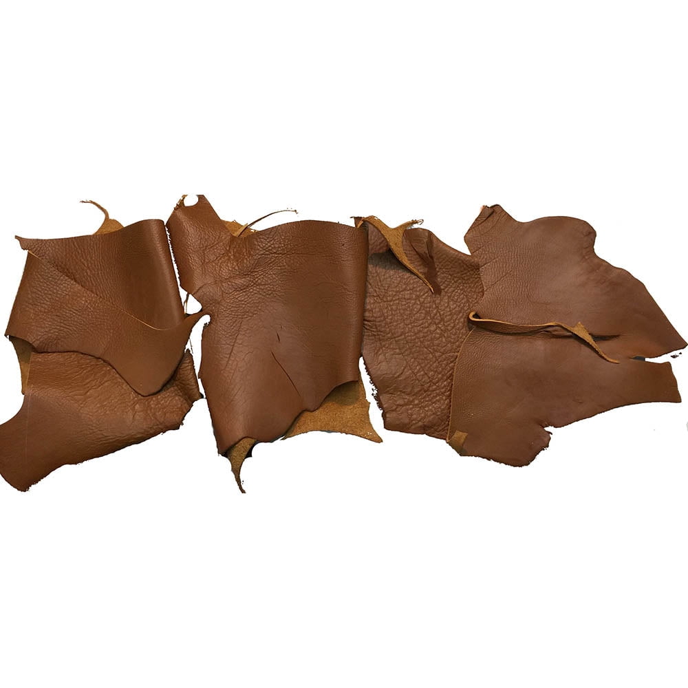 Brown Leather Pieces - 5 lb Bundle - 7 to 8 oz Cowhide Rustic Leather Pieces