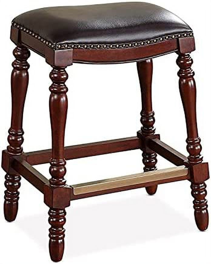 Chester Traditional Brown Leather Saddle Counter Stool