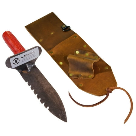 Brown Leather Sheath LEFT sided and Lesche Digging Tool RIGHT Serrated