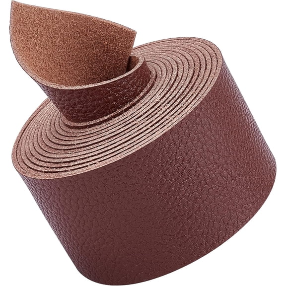Brown Leather Strap 1.5 Inch Wide 79 Inch Long Lychee Pattern Leather Belt Strips Wrap Single Sided Flat Cord for DIY DIY Crafts Projects Clothing Jewelry Wrapping Making Bag Furniture Handles