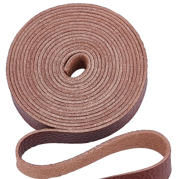 Brown Leather Strap Strip 0.5 Inch Wide 79 Inch Long Lychee Pattern Leather Belt Strips Wrap Single Sided Flat Cord Crafts Clothing Jewelry