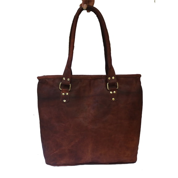 Brown Leather Tote Handbag.