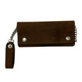 thumbnail image 1 of Brown Leather Trucker Wallet with Zipper and Snap Closure, 1 of 9