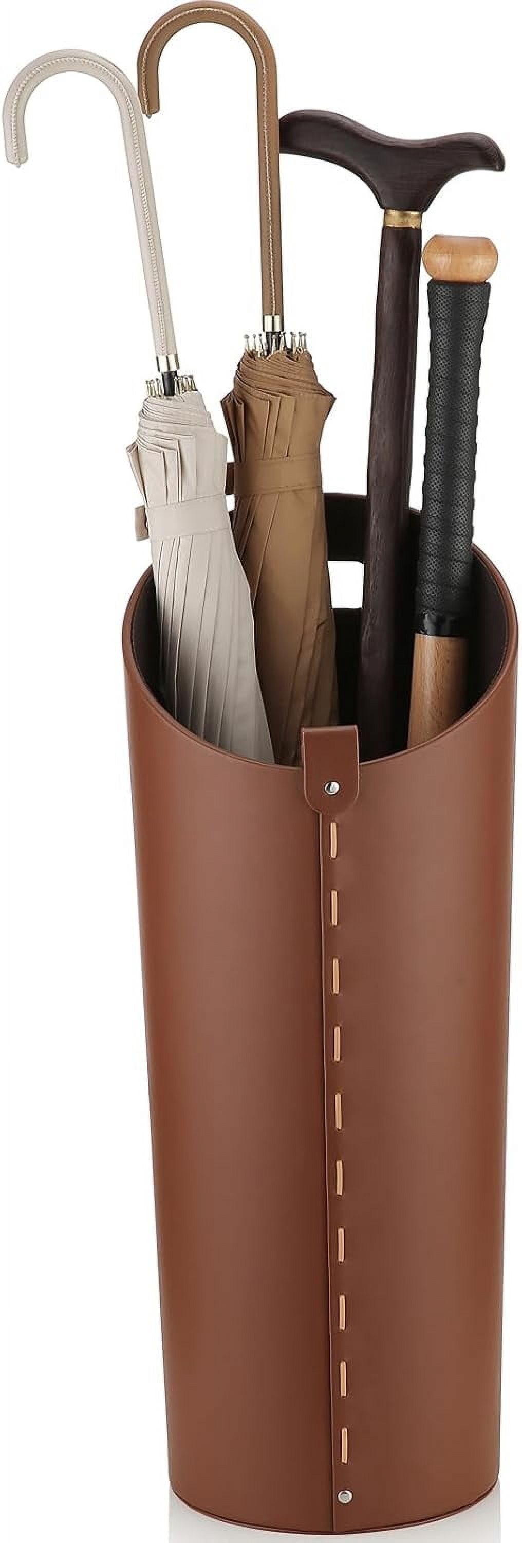 Brown Leather Umbrella Holder Indoor Umbrella Stand Rack for Entryway ...