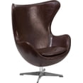 thumbnail image 1 of Brown LeatherSoft Swivel Egg Chair with Tilt-Lock Mechanism, 1 of 4