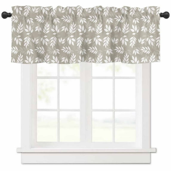 Brown Leaves Valances for Windows Farmhouse Kitchen Curtains Valances Rod Pocket Valance Curtains for Kitchen Windows Country Pastoral Nature Plants Aesthetic Window Valances for Bathroom 60"x18"