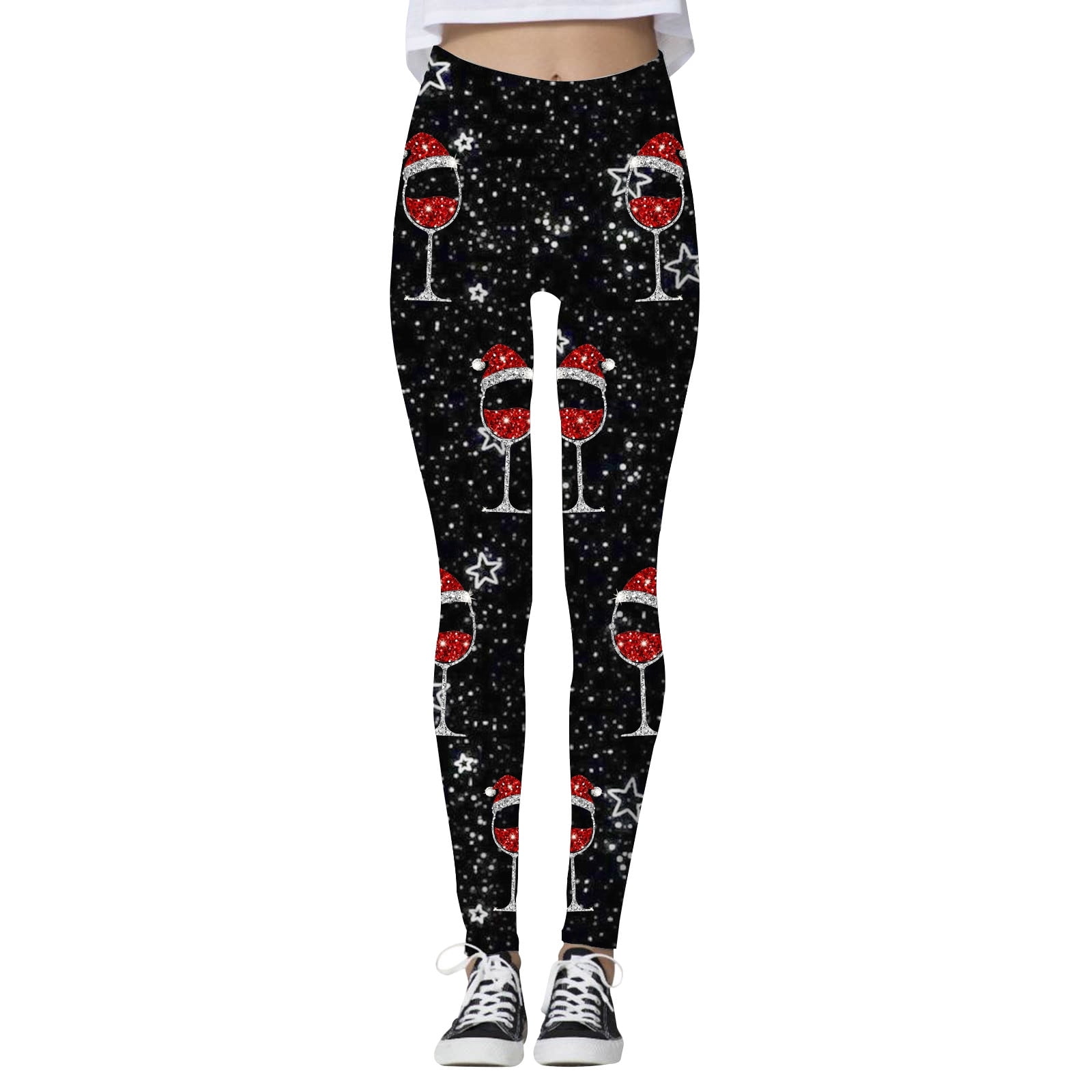 Brown Leggings for Women Lightweight Brushed Fashion Elk Reindeer Thick Thermal Warm Full Length