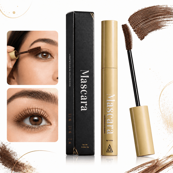 Brown Lengthening & Volumizing Mascara for Mature Women, Buildable Lash Definition with Dense Bristle Brush, 0.32 oz/9g