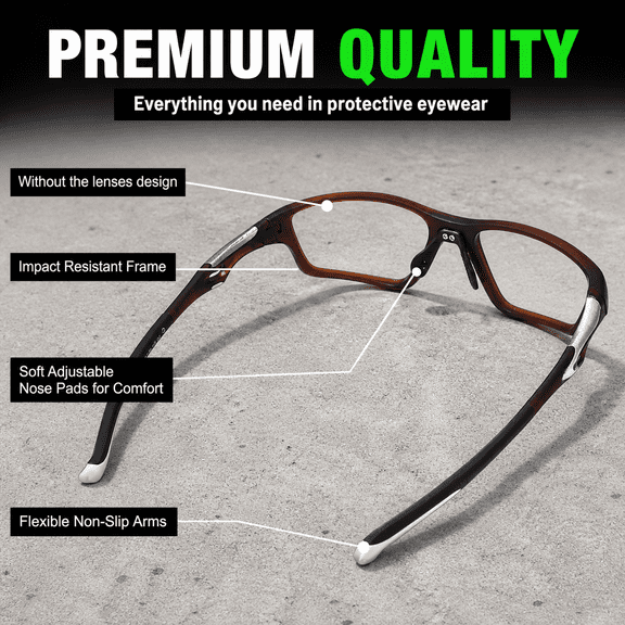 Brown Lensless Sport Safety Eyewear for Pickleball Tennis Racquetball Squash