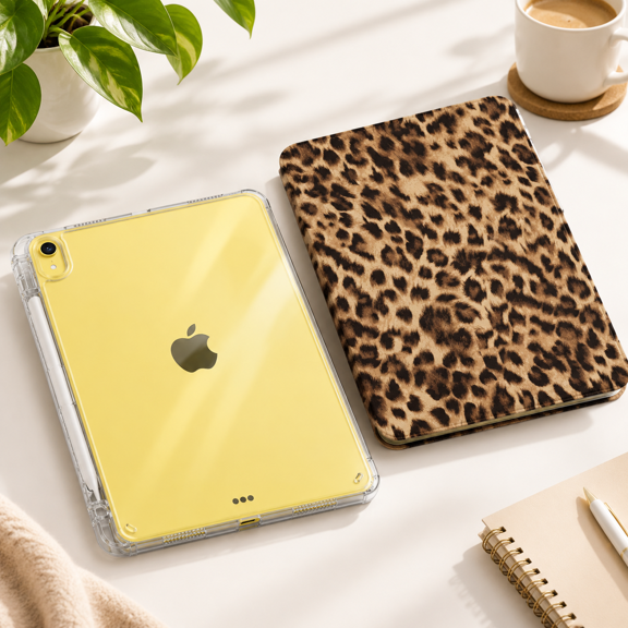 Brown Leopard 11th Gen 11-inch & 10th Gen 10.9-inch iPad Case with Stand and Pencil Holder