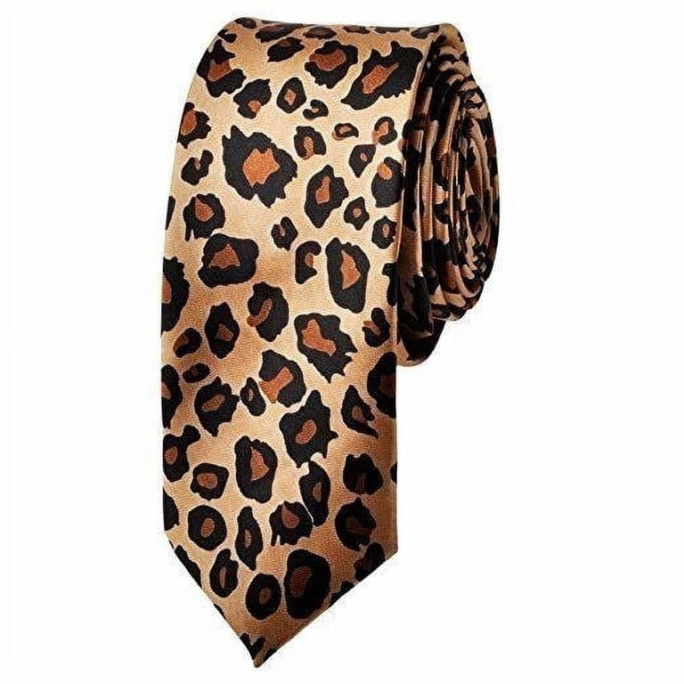 Brown Leopard Cheetah Animal Print NECK TIE Slim Unisex necktie