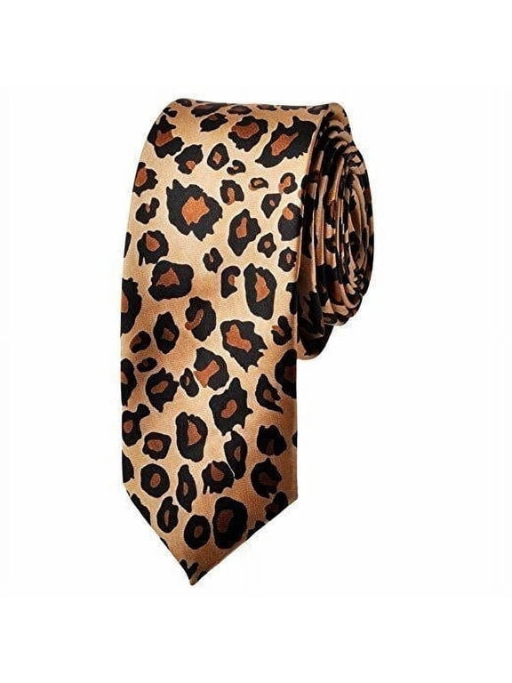 Brown Leopard Cheetah Animal Print NECK TIE Slim Unisex necktie USA - New with box/tags