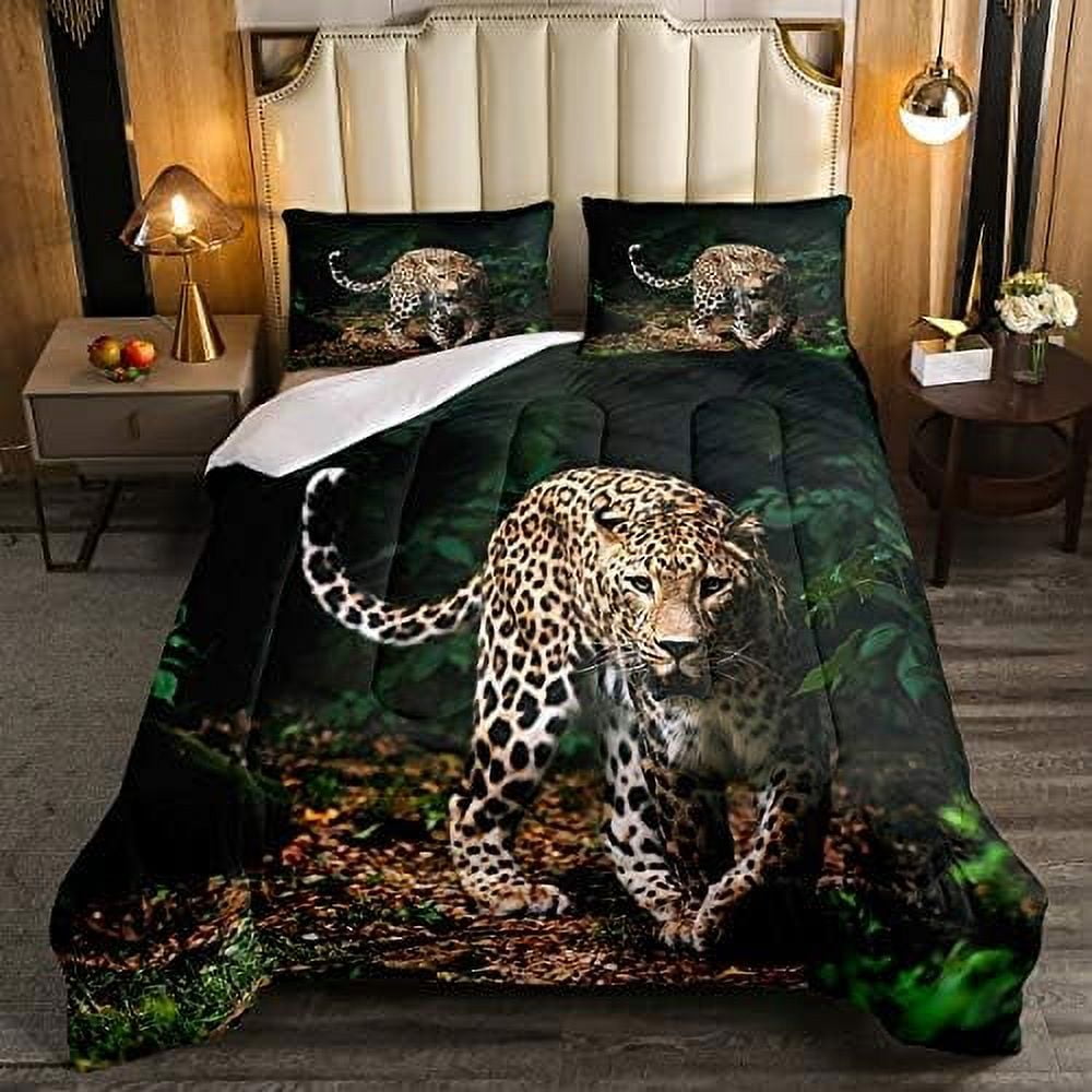 Brown Leopard Down Comforter Tie Dye Bedding Set African Safari Animals Comforter Set For Kids