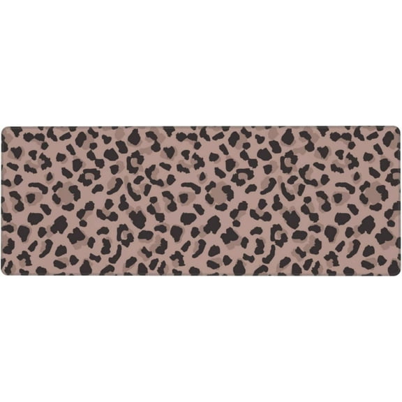 Brown Leopard Print (2) Large Mouse Pads Rectangle Long Extended Big Stitched Edge Gaming Mousepad with Non-Slip Rubber Base for Desktop Laptop Keyboard 31.5 X 11.8 Inch