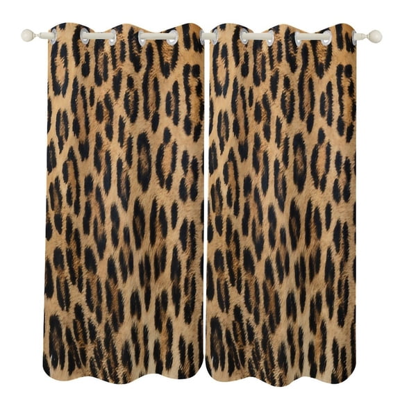 Brown Leopard Print 2 Panels Blackout Curtains for Bedroom Living Room Drapes Kitchen Room Window Blackout Curtain Grommet