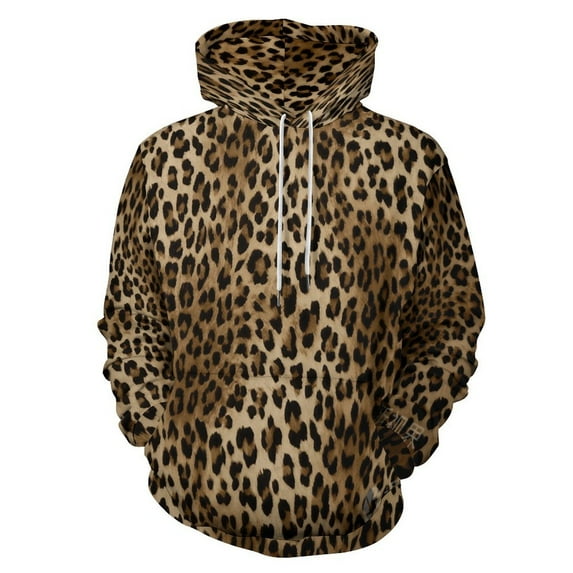 Brown Leopard Print 3D Print Hoodie Men Women Autumn Thin Pullover Sweatshirt Vintage Streetwear Tops