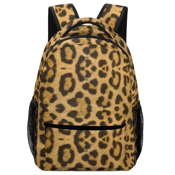Brown Leopard Print Backpack Men Women Teenage Daypack College Canvas Bags Lightweight