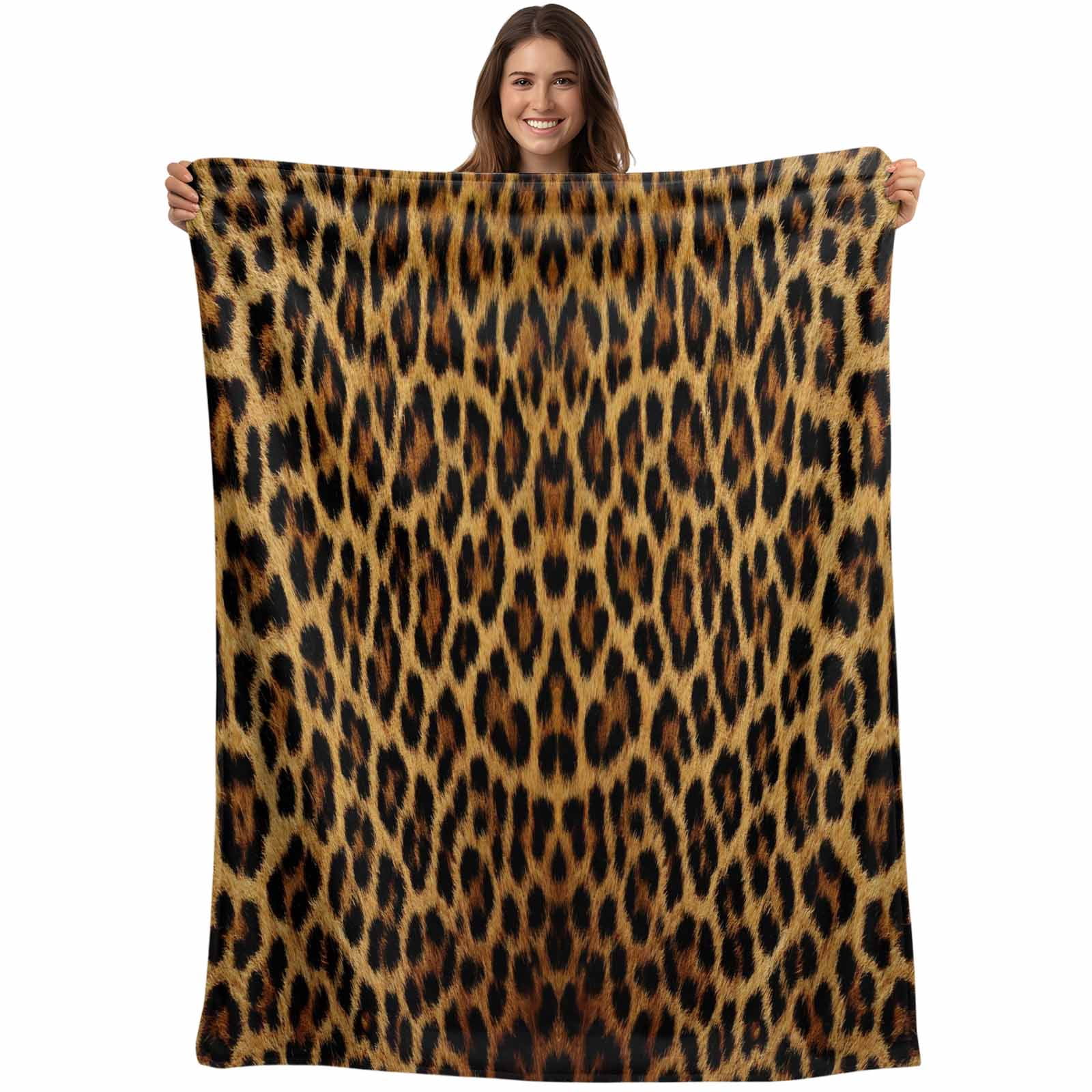 Brown Leopard Print Blanket Soft Cozy Warm Twin Blanket for Bed, Plush ...