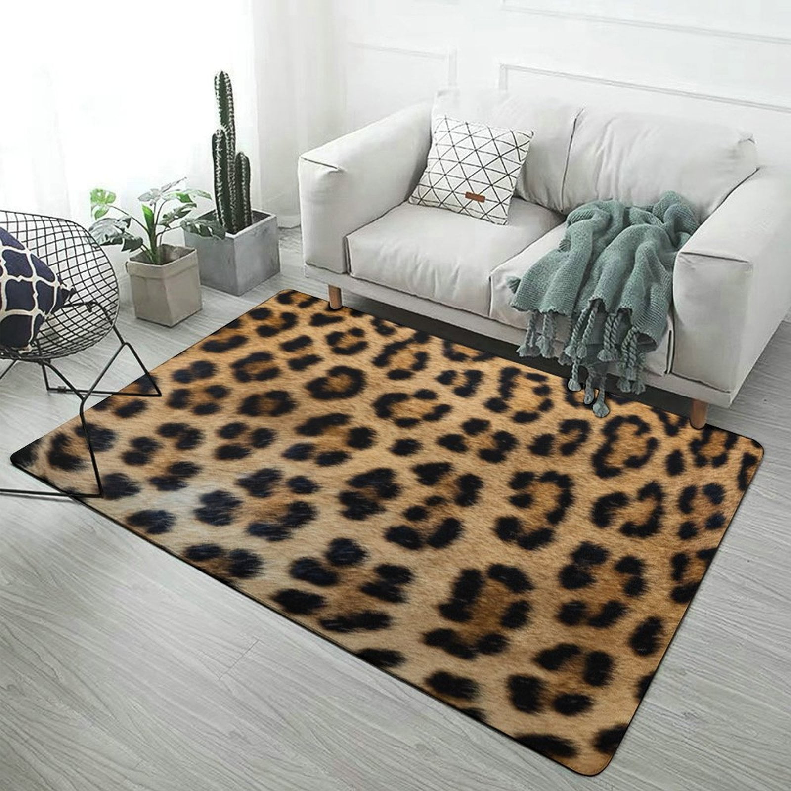 Brown Leopard Print Carpet Style Living Room Bedroom Rug Modern 3d ...