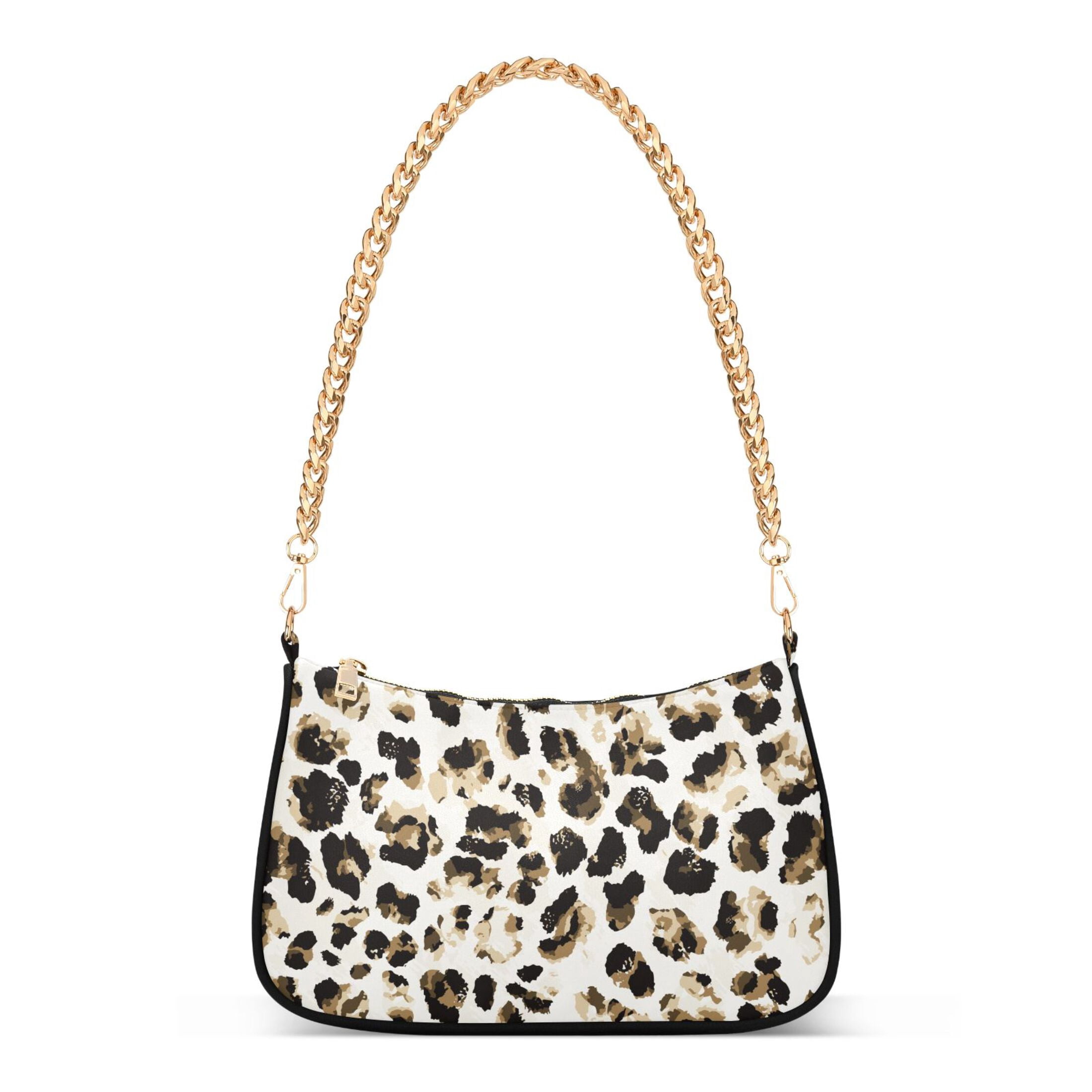 Brown Leopard Print Cheetah Womens Chain Shoulder Bag Tote Handbag  display picture 1