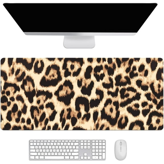 Brown Leopard Print Desk Mat, Desk Accessory, Cute Workspace, Trendy Workspace, Trendy, 35.4x15.7in Large Gaming Mouse Pad, Cute Desk Topper, Pretty Desk Pad