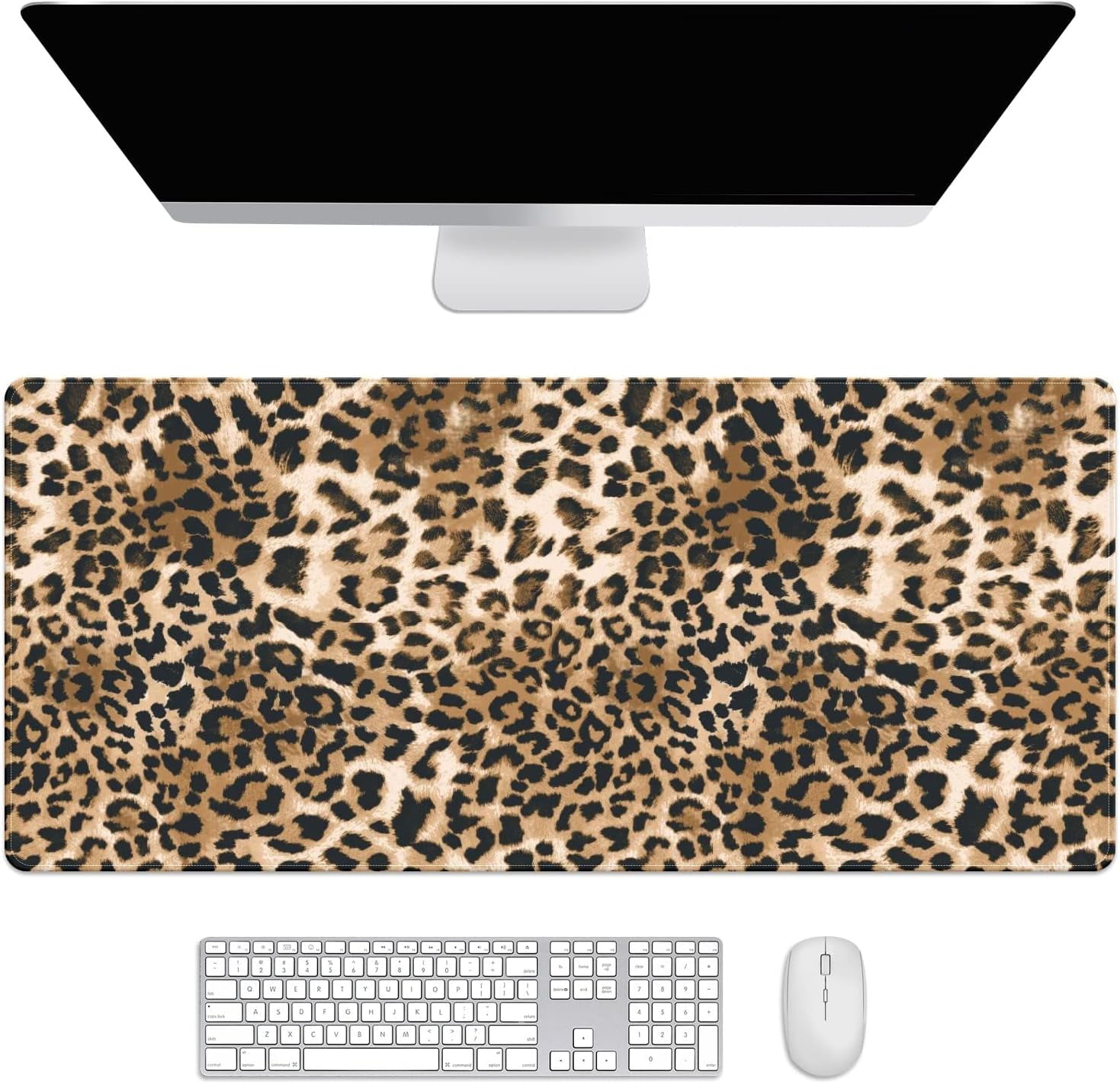 Brown Leopard Print Desk Mat, Desk Accessory, Cute Workspace, Trendy Workspace, Trendy, 35.4x15.7in Large Gaming Mouse Pad, Cute Desk Topper, Pretty Desk Pad