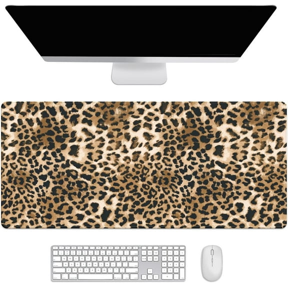 Brown Leopard Print Desk Mat, Desk Accessory, Cute Workspace, Trendy Workspace, Trendy, 35.4x15.7in Large Gaming Mouse Pad, Cute Desk Topper, Pretty Desk Pad