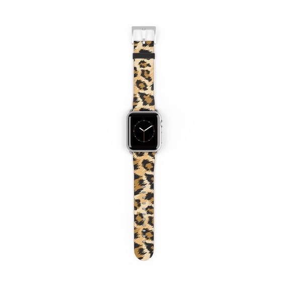 Brown Leopard Print Faux Leather Band For Apple Watch-Series 1-9/SE Devices
