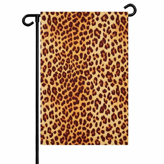Brown Leopard Print Garden Flags for Outside Wild Animal Abstract Texture Double Sided Yard Flags Outdoor House Decoration, Small 12X18 Inch,