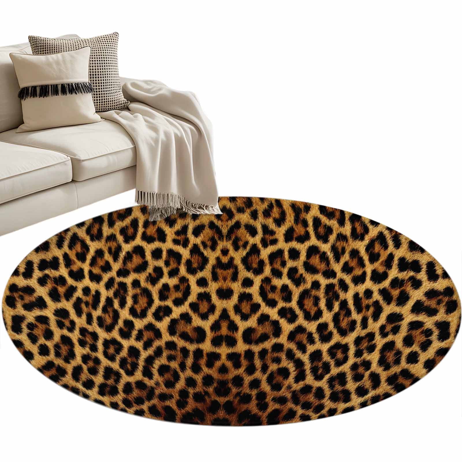Brown Leopard Print Large Area Rugs for Bedroom Living Room, Soft Non ...