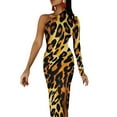 thumbnail image 1 of Brown Leopard Print Long Dress Female Animal Aesthetic Maxi Dress Spring Vintage Bodycon Dresses Side Split Custom Clothing, 1 of 2