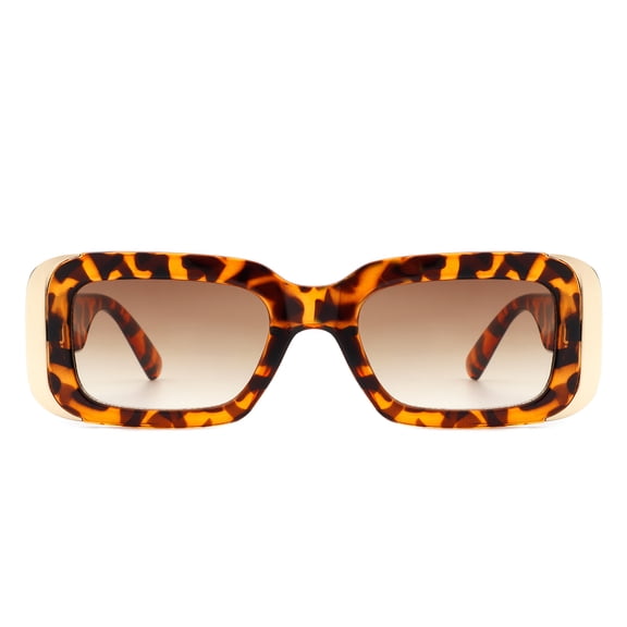 Brown Leopard Print Oversized Square Sunglasses, UV Protection Brown Gradient Lens Shades, Stylish Fashion Sunglasses for Daily & Vacation