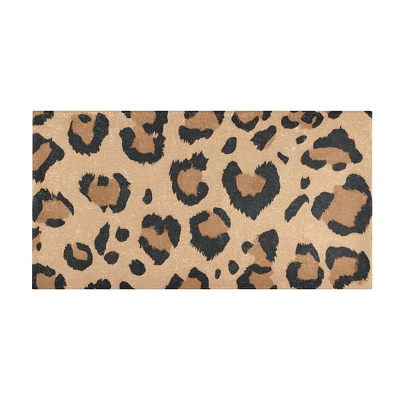 Brown Leopard Print Pattern Bath Mat 39x20 Inch Soft Absorbent Non-Slip Plush Bathroom Rug for Floor