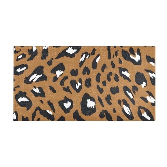 Brown Leopard Print Pattern Bath Mat 39x20 Inch Soft Absorbent Non-Slip Plush Bathroom Rug for Floor