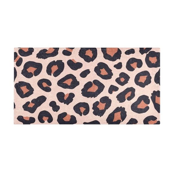 Brown Leopard Print Pattern Bath Mat 39x20 Inch Soft Absorbent Non-Slip Plush Bathroom Rug for Floor