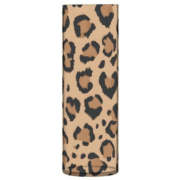 Brown Leopard Print Pattern Vase Flower Vase Clear Unbreakable Plastic Tall Decorative 11.8in