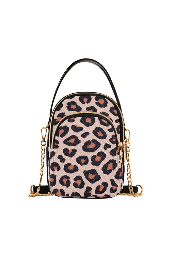 Brown Leopard Print Pattern Women's Crossbody Handbags Leather Crossbody Bags Fanny Pack Chest Bag for Travel