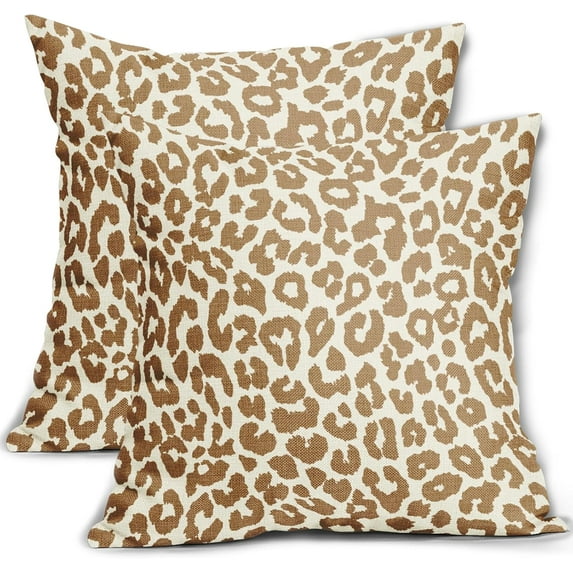 Brown Leopard Print Pillow Covers 20x20 Set of 2 Cheetah Animal Pattern Chinoiserie Decorative Outdoor Pillowcases Rustic Farmhouse Zipper Throw Cushion Case Decor for Home Couch Sofa Bed