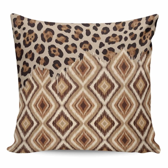 Brown Leopard Print Pillow Covers 26x26 Inch Decorative Throw Pillow Cover, Vintage Geometric Animals Print Sofa Pillowcases Accent Cushion Case Home Decor Bedroom Living Room