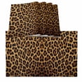 thumbnail image 1 of Brown Leopard Print Placemats for Dinning Table Set of 6, Classic Abstract Animal Patterned Burlap Kitchen Place Mats Waterproof Cloth Table Mats, Indoor Outdoor Placemats Easy Clean Dinner Decor, 1 of 8