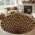 thumbnail image 1 of Brown Leopard Print Round Area Rug 6 FT, Non Slip Bedroom Area Rug, Classic Abstract Animal Patterned Washable Soft Circular Carpet Floor Mat for Kitchen Dining Room Home Office, 1 of 9